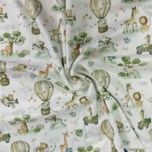Baumwollstoff Meterware 50x160cm mit Motiv - Hochwertiger Stoff für DIY, Nähen & Basteln - Ideal für Kleidung & Dekoration (Safari)