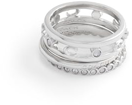 Coach Offenes Ring-Set für Damen mit charakteristischem C-Design, 7, Messing Glas, Kein Edelstein