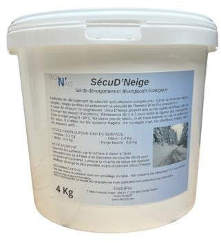 Sel de déneigement écologique longue durée - Déneigeant déverglaçant au magnésium - non agressif pour les animaux, les sols et la végétation- efficace jusqu'à -30°C - Seau hermétique de 4kg