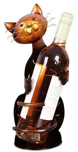 Generisch Katzen-Weinhalter – Freistehendes Weinregal, Metallskulptur, Kunsthandwerk, Einzelner Flaschenhalter In Katzenform, Niedliche Katzenfigur, Weinflaschenhalter Für Weinliebhaber