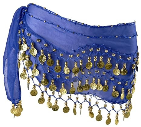 Bauchtanz Hüfttuch Damen Bauchtanz Gürtel Tanztuch Mit Münzen Für Bauchtanz Bauchtanz Accessoires Damen,Bauchtanz Kostüm Hüfttuch Rock für Frauen Mädchen Yoga Bauchtanz Performance-Kostüm(Blau)