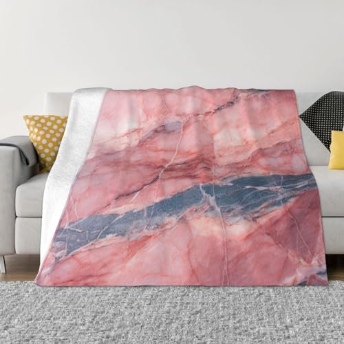 Rose Gold Marble Soft Fleece Blanket Throw, Cozy Lightweight Micro Fuzzy Blanket for Bed, Couch, Sofa