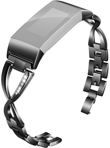 Bracelet de rechange en alliage de zinc noir pour Fitbit Charge 2, maillons réglables, One Size, Zinc, Pas de gemme