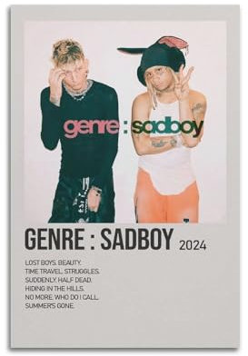 EWQEIQUW MGK Poster Genre Sadboy, Wandkunst, Dekor, Leinwandposter, Vintage-Kunst, ästhetische Dekoration für Wohnzimmer, Schlafzimmer, 20 x 30 cm, ungerahmter Stil