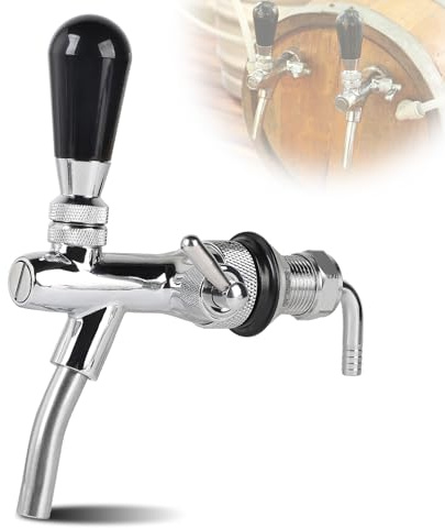 CPROSP Barile Rubinetti Spillatore Regolabile con Filettatura G5/8 | Rubinetto per Birra Cromato; Spina Birra per Casa, Bar, Ristoranti Argento