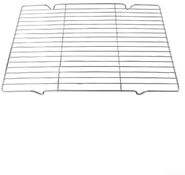 Honseadek Rectangle Grill Mesh Rack, for BBQ, Baking and Cooling, Multi-Functional Wire Grid, with Wrinkling Feet, Rounded Corners, 41x20.5x1.5 cm(S)