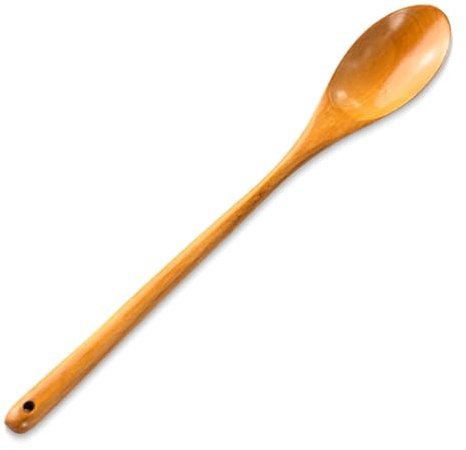 JEYORZY Cuchara mezcladora de madera de mango largo,Cuchara de madera,Cuchara de Cocina de Madera,Cuchara de Madera de Mango Largo, Resistente, Cucharas de Sopa de Madera para Cocinar y Agitar