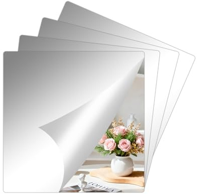 Spiegelfliesen Selbstklebend spiegel zum kleben klebespiegel für Schrank | Spiegelfliesen Selbstklebend,4 Stück spiegel zum kleben,Spiegelfolie Wandspiegel Selbstklebend 30x30cm Klebespiegel