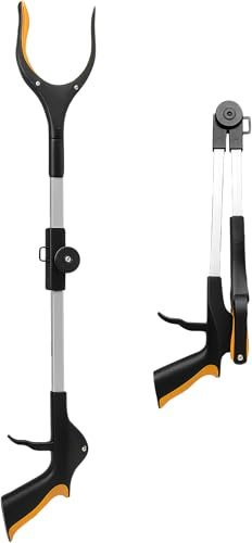 Aidapt Reacher Grabber Tool. 32 Length, Foldable, Magnetic Tip, Large Claw, 90° Rotating Head, Trigger Handgrip, Litter Picker, Premium Quality, Reach Assist Aid for Elderly Disabled, Pick Up Stick