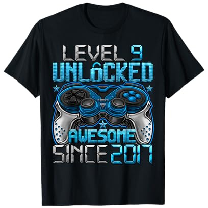 Level 9 Unlocked 9 Year Old Gifts for Boys 9th Birthday Boy T-Shirt