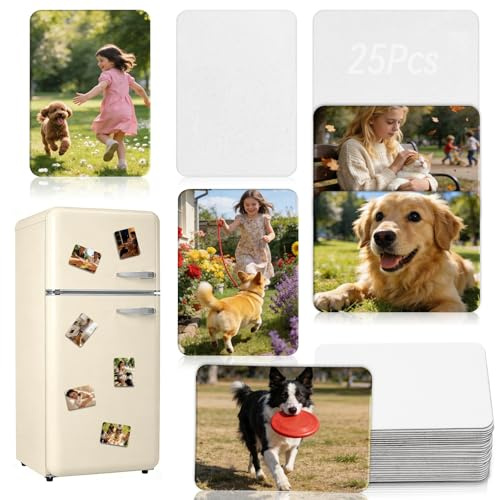 HUOMAQFAN Sublimation Magnet Blanks - 25Pcs Sublimation Fridge Magnets, 5,5x7,5cm Personalised Magnetic Blank Stickers for Custom Printing,DIY Photo & Design Magnets, for Fridge Home Kitchen Decor