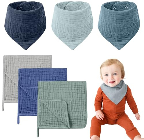 YUZHEDM 6 Pièces Bavoirs Bebe Coton Et Réglables Forte Absorption D'eau Pour Tout Petits Et Nourrissons Bavoirs Bebe Naissance Foulard Tablier De Pour Garçons Et Filles Réutiliser