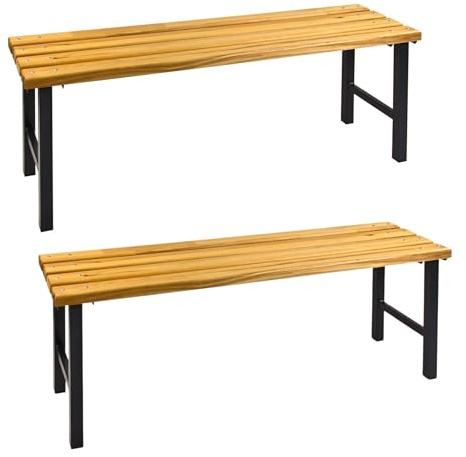Abrollwerk Umkleidebank 200x40x42 cm – Sitzbank ohne Schuhrost – Massives Buchenholz & Stahlgestell – Robuste Garderobenbank für Sport, Fitness, Schule & Betrieb – Turnbank Sozialraumbank (2er Set)