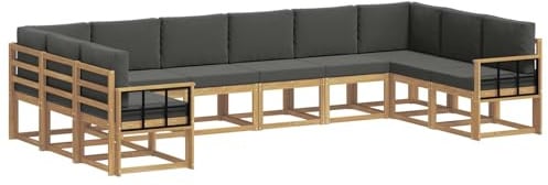 vidaXL Outdoor-Sofagarnitur mit Kissen 10 pcs Weiß und Anthrazit, Gartenliege, modernes Lounge Set, wetterbeständige Möbel, perfekte Sitzgruppe für den Außenbereich