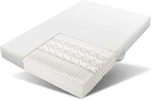 DHWDS Kallskummadrass 180 x 200 H2/H3 7 zoner vändmadrass 20 cm höjd överdrag tvättbart 60 °C andas ergonomisk klimatfiber