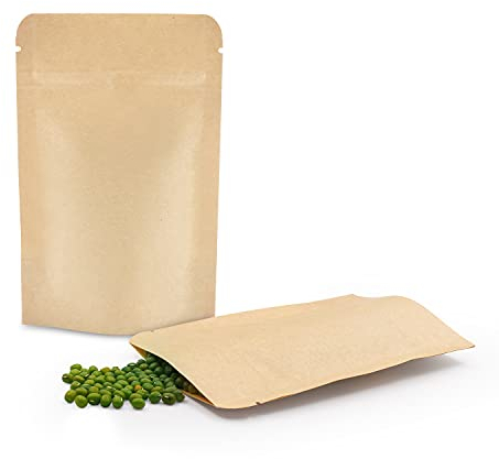 SumDirect Lot de 50 pochettes refermables en kraft avec fermeture éclair et doublure en feuille d’aluminium robuste pour aliments 9cm *14cm jaune
