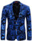 Allthemen Herren Pailletten Sakko Gold Glitzer Blazer Slim Fit Hochzeit Smoking Blue #73 L
