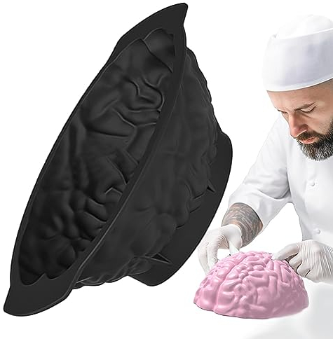 Samuliy Silikon Gehirnformform – Gehirn -Form – Silikon Gehirnform Gehirn Kuchenform – Menschliche Gehirnform Backen Silikon Halloween Kuchenform Pudding Dessert Brotform