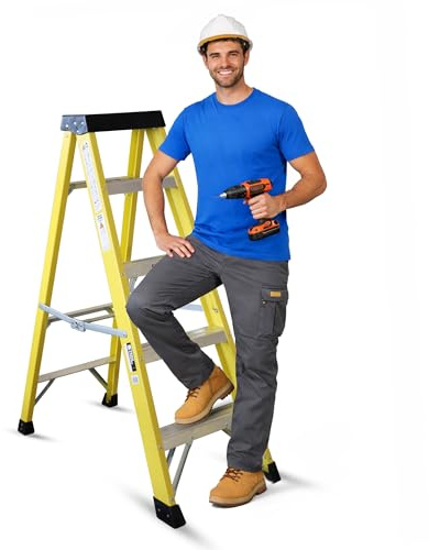 5 Tread Fibreglass Step Ladder – Lightweight, Stable & EN-131 Certified – Professional-Grade Ladder for Electrical & Industrial Use