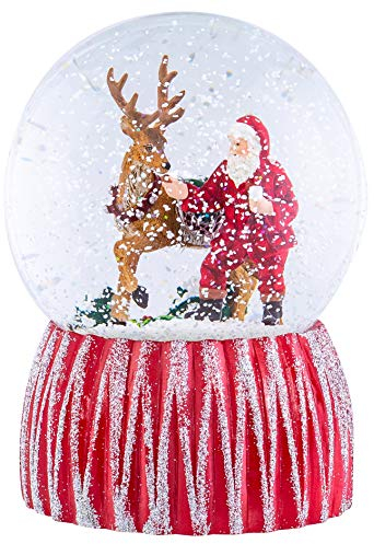 Schneekugel mit Weihnachtsmann-Motiv und Keksen, 17,8 cm, Kunstharz, Rosa