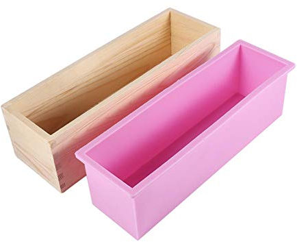 Gorgeri Liner Seifen Form mit Kasten, Rechteck Silikon Liner Seifenform Holzkiste DIY Machen Werkzeug Backen Kuchen Brot Toastform Macht backen Form