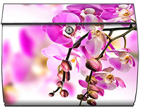 motivX-Ideenwerkstatt Briefkasten Swing Wandbriefkasten mit Motiv Rosa Orchidee