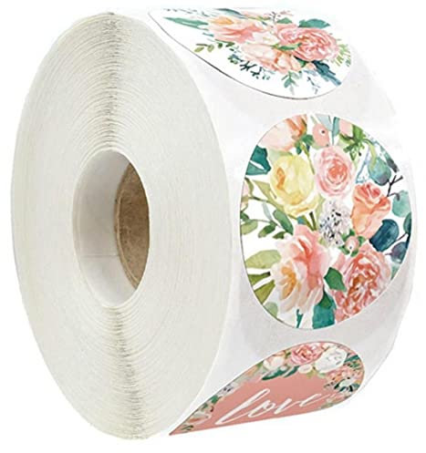 Sanfly 500pcs / Rouleau Fleur Autocollants Rouleaux Étiquettes Étiquettes Cadeau pour Fête Mariage Fête des Mères Scrapbooking Enveloppes Scellants Stickers