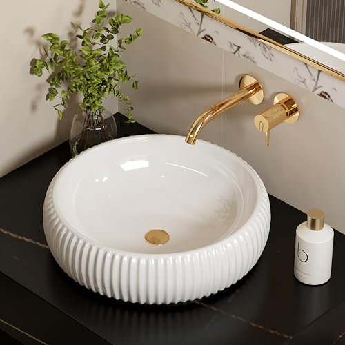 Cuenca redonda del arte del cuarto de baño del recipiente del soporte superior blanco mate