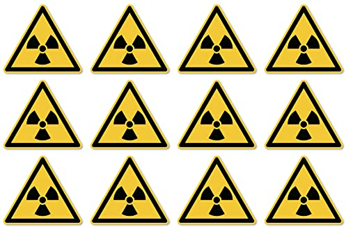 Warnung vor radioaktiven Stoffen oder ionisierenden Strahlen: W003 - DIN EN ISO 7010 / ASR A1.3 - Aufkleber: 2,5 cm, 12 Stück