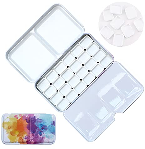 WANDIC Aquarell-Farbkoffer, bunt, leer, Aquarell-Zinn-Palette, Farbkasten mit 24 Stück, 1 ml, für Künstler, Studenten, Aquarell-Reiseetui
