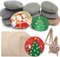 Daily Treasures Steine zum Bemalen Set, 10 Stück handverlesen Kieselsteinen + 4 Stück Blanko Holzplatten für Malerei & Dekoration mit 2 Steinhaltern, Kinder Kunsthandwerk Set Kreativ DIY Handwerk