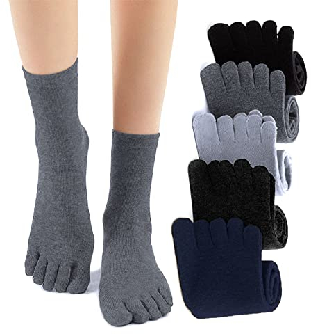 TSHAOUN 5 paires Homme Chaussettes Orteils Séparés,les chaussettes à doigts en coton,chaussette five fingers,chaussettes orteils homme,chaussettes de sport,UK 6-10/Eur 39-45 (5 paires)