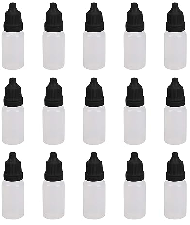 Cerioll Tragbare Tropfflasche, 20 ml Zusammendrückbare Tropfflasche, 15 Stück Flaschen Flüssigkeiten Fläschchen, Flüssige Leere Tropfflaschen, Leere Liquid Flaschen Kunststoff, Black Plastic Dropper