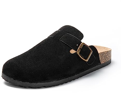 JOMIX Sabots Femme Chaussons Pantoufles Sandales Élégant Fermé Chaussures à Semelle en Liège Chaude Confortable (Noir, 41)