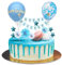 Moorle Tortendeko Blau 12 Stück, Happy Birthday Kuchendeko, Kuchendeko Geburtstag Junge, Cake Topper Blau, Papierfächer Sterne Cupcake Tortenstecker für Geburtstag Dekoration Junge Mädchen