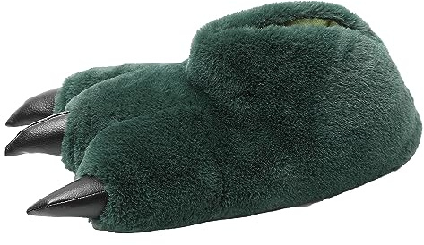 JOMIX Pantofole Donna Invernali Ciabatte Calde da Casa Ciabattone Bambini Divertente Ragazza Pelo Zampe Drago Scaldapiedi Dinosauro Inverno Peluche MD7340-15 (Verde 36/37)