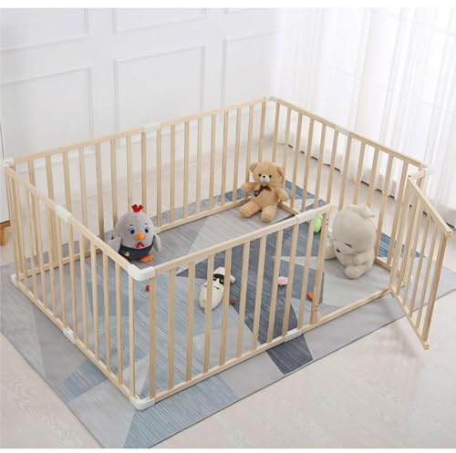 Sonakia Baby Laufstall Aus Holz, Großer Baby Laufgitter, Innen Außen Kinder Aktivitätszentrum Laufstall, Kleinkinder Sicherheits Spielplatz, Babyzaun, Laufstall Baby Faltbar/tragbar,150x180cm