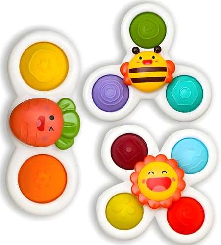 Thunder Group 3 Pcs Suction Cup Spinner Toys|bath fidget spinner for Babies|Baby Suction Spinner Toys for Toddler|Baby Fidget Spinners for Babies|window spinners toy Unisex Under 6 Year (Pop Colours)