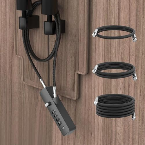 MeBantoo Cable Locks with Combination, Wire Rope 4-Digit Combination Ski Lock with 3 Lengths Steel Cables for Closet Door, Gate, Bike, Luggage, Cabinet, Wardrobe, Fence, Fridge (Gray - 1pc)