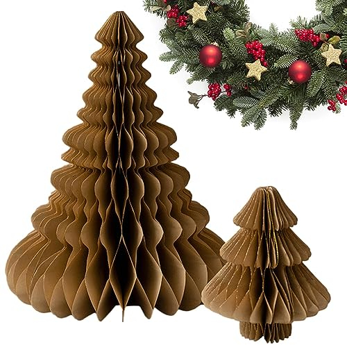 Aizuoni Weihnachtsbäume Aus Papier | 2 STÜCKE -Weihnachtsbaumschmuck Aus Seidenpapier, Weihnachtsbaum Weihnachten Dekoration Tischdeko Weihnachtsdeko Weihnachtsdekoration Fenster-Deko