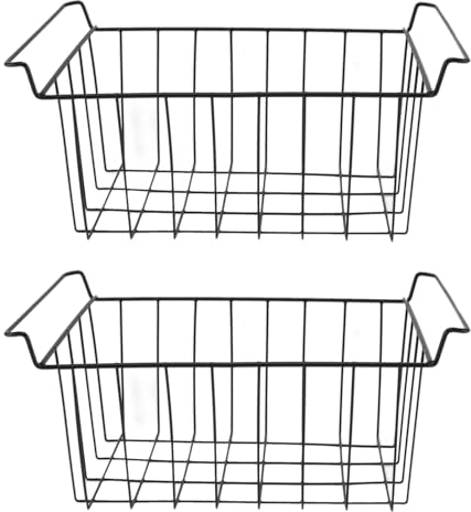 Focket Cestas de Almacenamiento de Alambre para Congelador, Paquete de 2 Contenedores Organizadores para Congelador Profundo con Asas, Cesta de Almacenamiento (Largo 42,5 cm X Ancho
