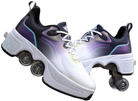 Schuhe mit Rollen für Männer Schuhe Rollschuhe Kinder Skateboard Schuhe Bequem Und Atmungsaktiv Quad Skates Verstellbare Rollschuhe Verstecktes Rad für Laufsportschuhe Zum Spielen für Männer