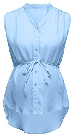 Chemisier rayé solide de maternité Été Enceinte Foulard Femmes Allaitement Chemisier de maternité Femmes Chemisiers Chemise 46, bleu ciel, XXL