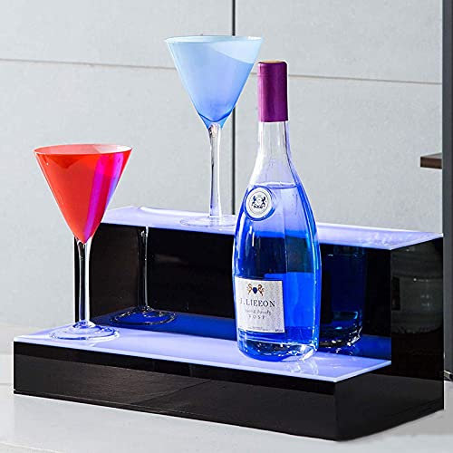 Beleuchtetes Regal für Spirituosenflaschen, 2-stufige LED-beleuchtete beleuchtete Barregale, Weinregal mit Fernbedienung für Heim-/Gewerbebar, Acryl-Flaschenregal-Ausstellungsständ