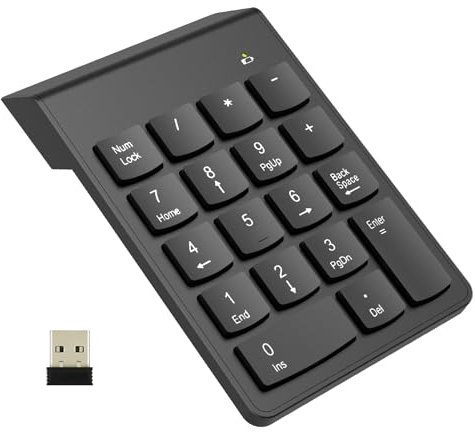 NOOX Wireless Number Pad, Numeric Keypad Numpad Laptops Desktop Computer Accessories, Compatible with Chromebook NoteBook EliteBook MateBook - 10 Key USB Keypad Office Essentials