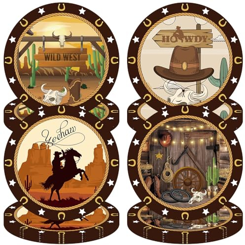 Crazy Night 48 Pcs Western Rodeo Paper Plates - 9,Cowboy Birthday Party Decorations, Howdy Cowgirl Supplies, Yeehaw Western Baby Shower Favors, Wild West Theme Tableware