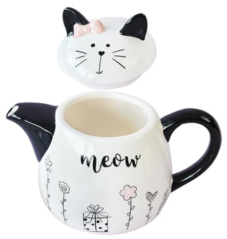 HOLIDYOYO Théière en céramique en forme de chat avec couvercles pour décoration