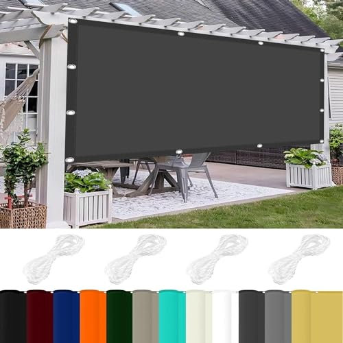 Toile d'ombrage Pergola Filet 1.2 x 3 m 98% UV Protection,Polyester, Toile Pergola Imperméab avec Oeillets avec Cordons pour Patio Jardin Terrasse, Gris Foncé