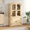 Gecheer Vitrinenschrank Bücherschrank Aktenschrank Büroschrank Vitrine Schrank Bücherregal Standvitrine Corona 103,5x42x180 cm Massivholz Kiefer
