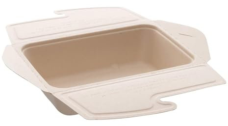 M7 Packaging Meal Boxes, Pack of 50, Biodegradable Takeaway Disposable Food Containers 34fl/ 1000ml, 100% Natural, Freezer-Friendly